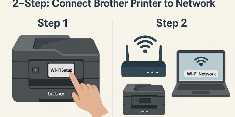 2-Step Connect Brother Printer to the network.