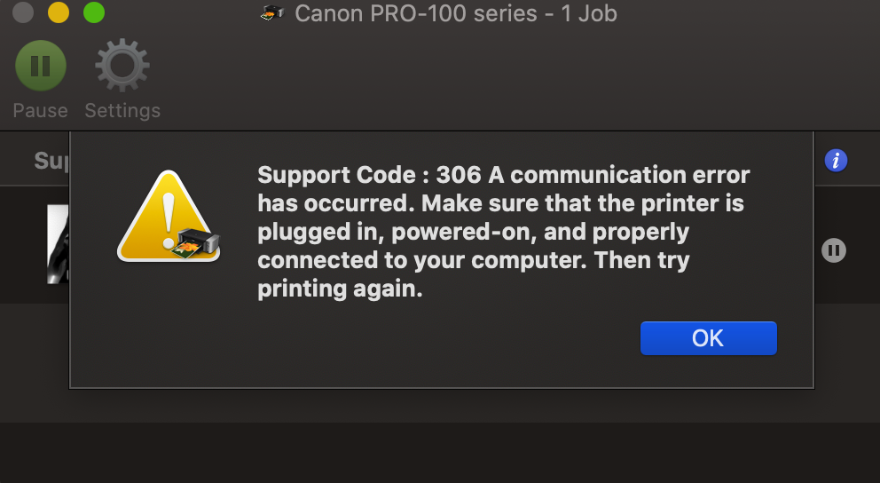 Canon Printer Error 306