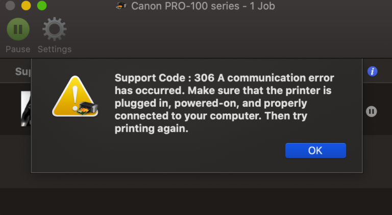 What is Canon Printer Error 306?